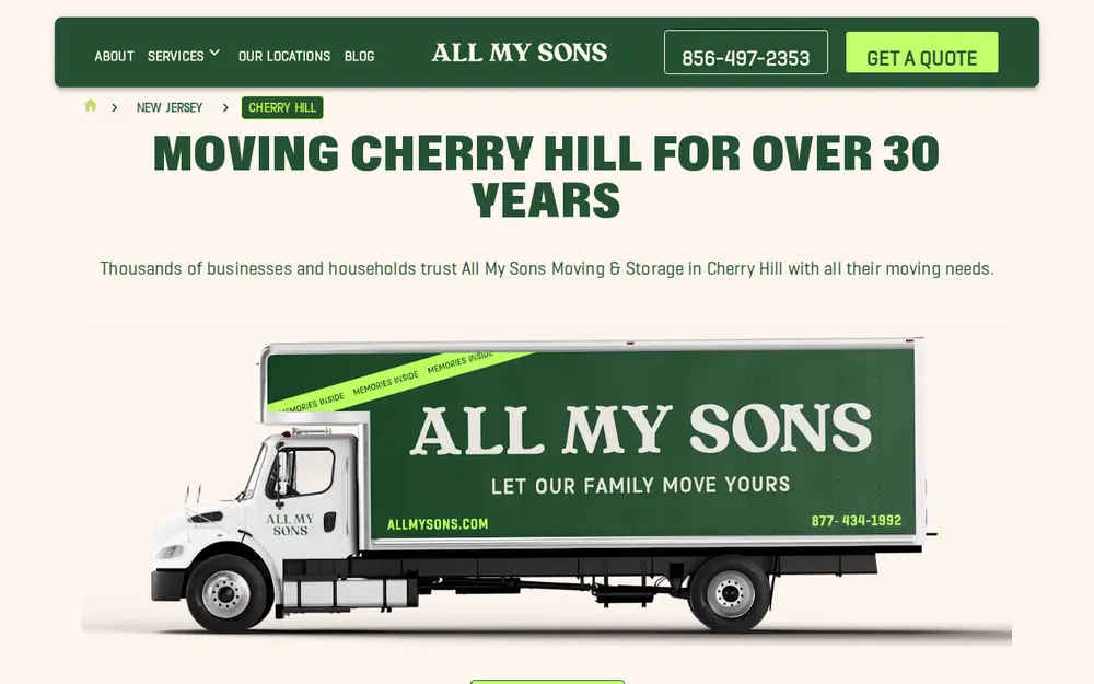 All My Sons Moving & Storage homepage