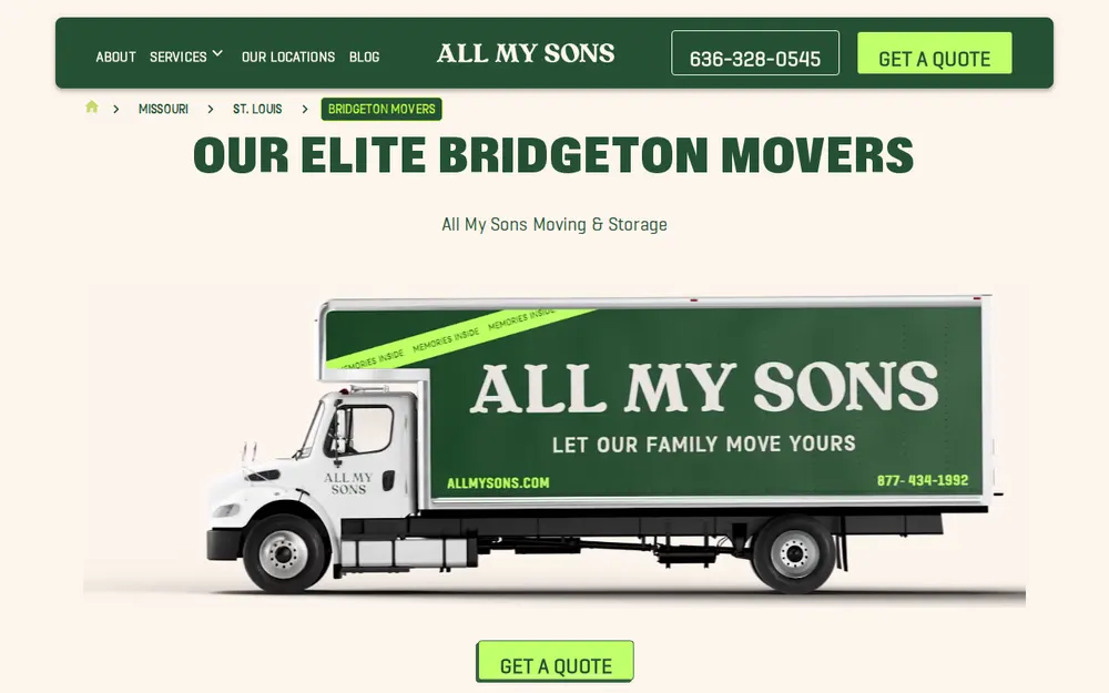 All My Sons Moving & Storage homepage
