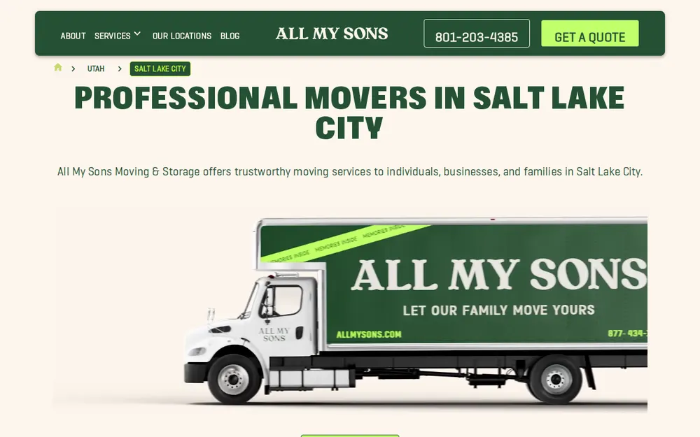 All My Sons Moving & Storage homepage