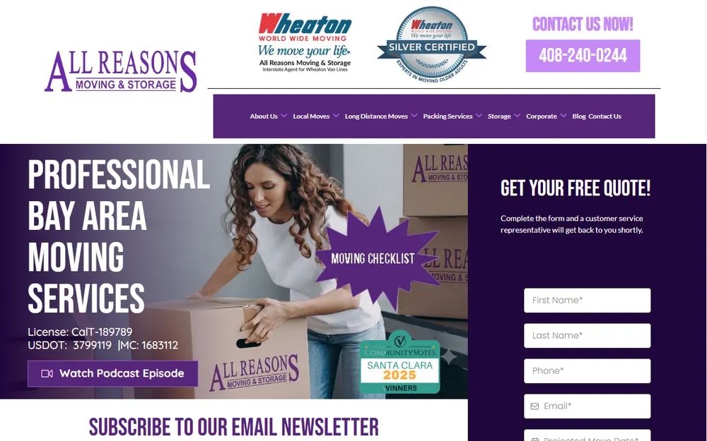 All Reasons Moving & Storage homepage
