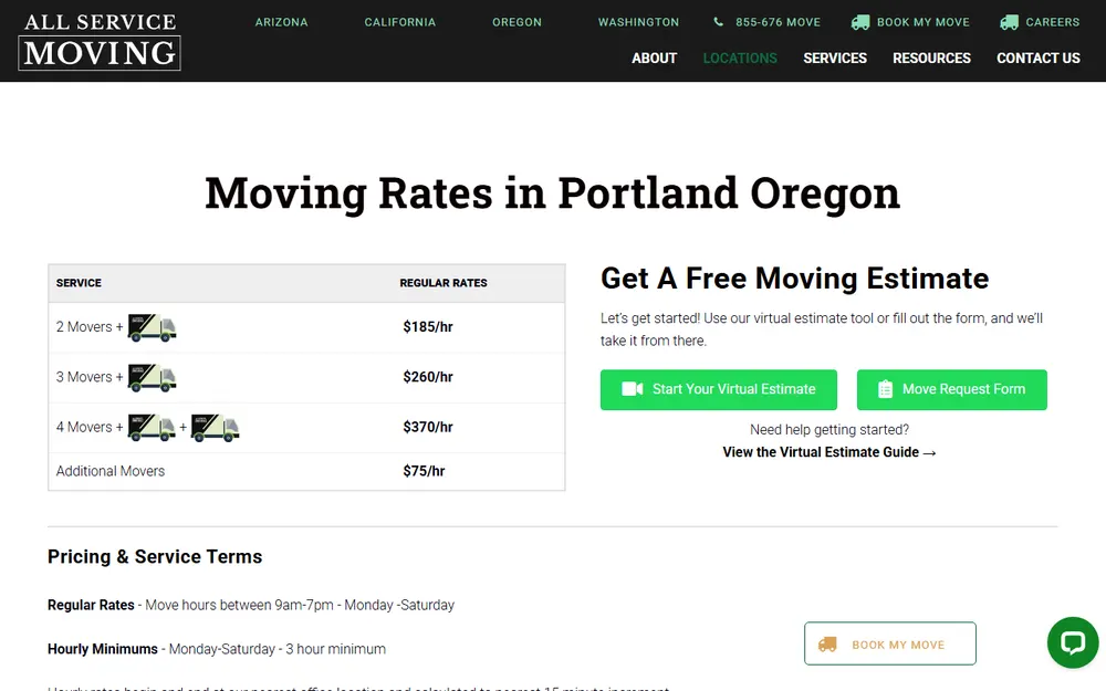 All Service Moving homepage
