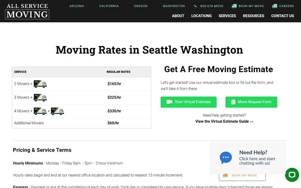 All Service Moving homepage