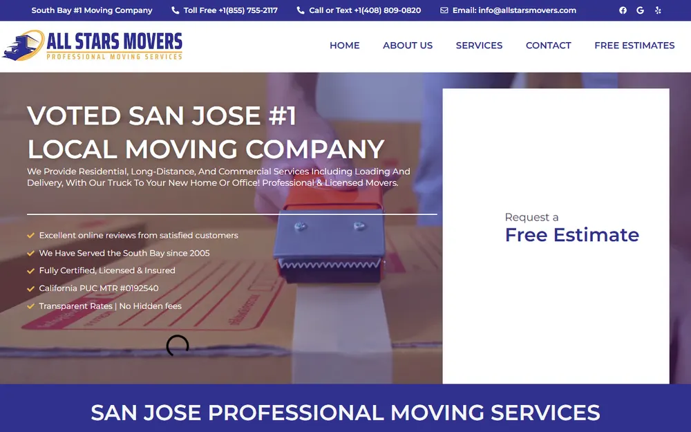 All Stars Movers homepage