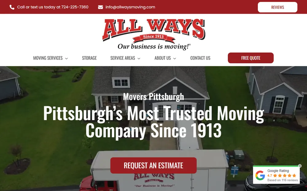 All Ways Moving & Storage homepage