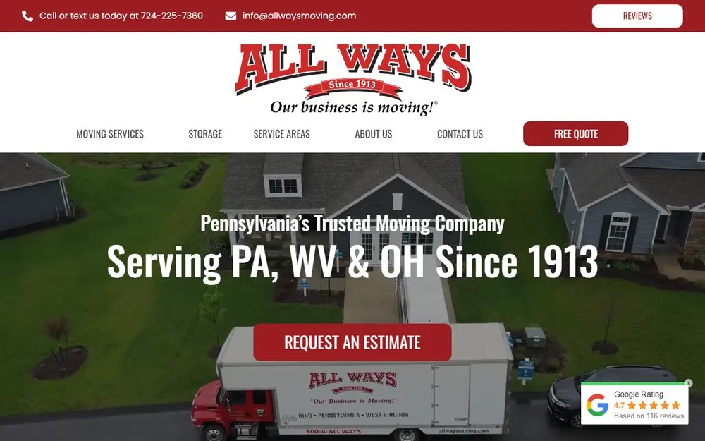 All Ways Moving & Storage homepage