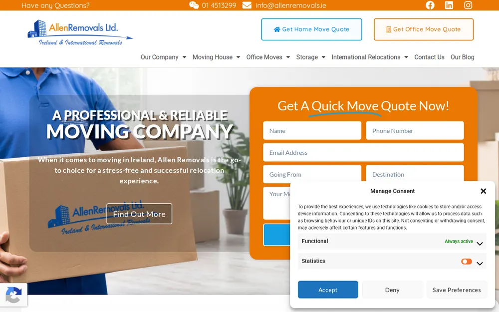 Allen Removals Ltd. homepage