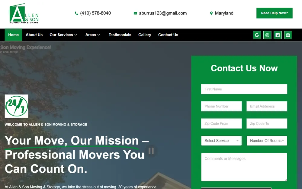 Allen & Son Moving & Storage homepage