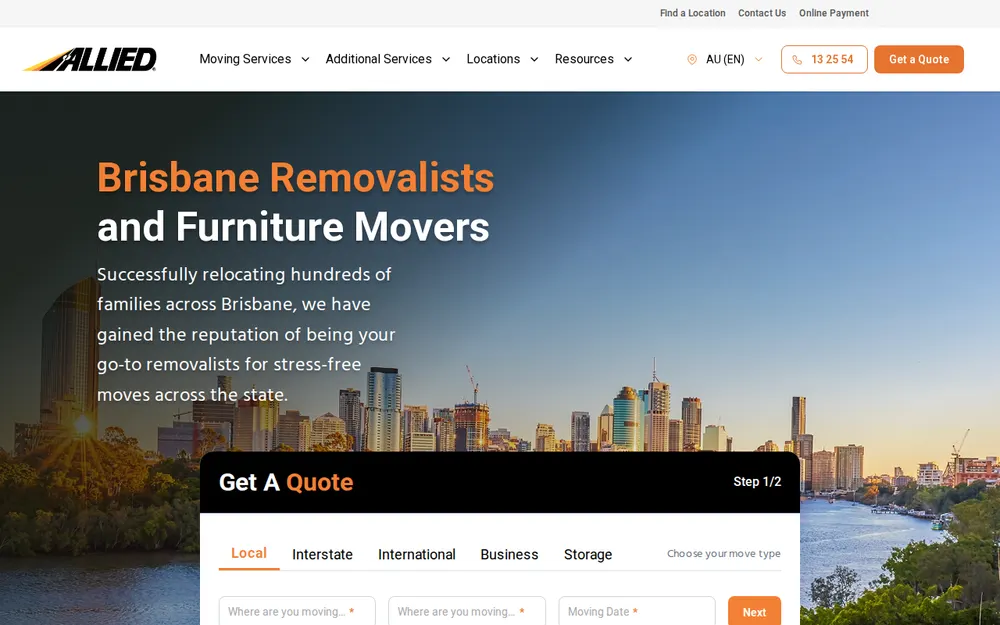 Allied Moving Services homepage