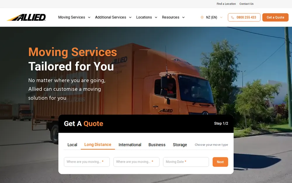Allied Moving Services homepage