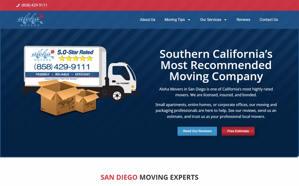 Aloha Movers homepage