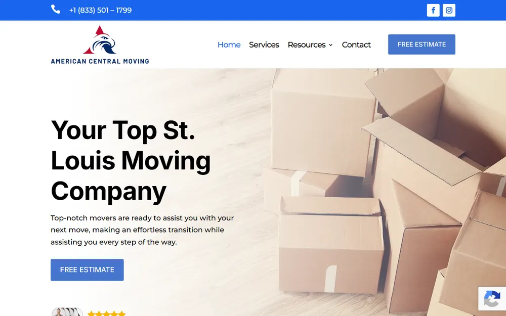 American Central Moving homepage