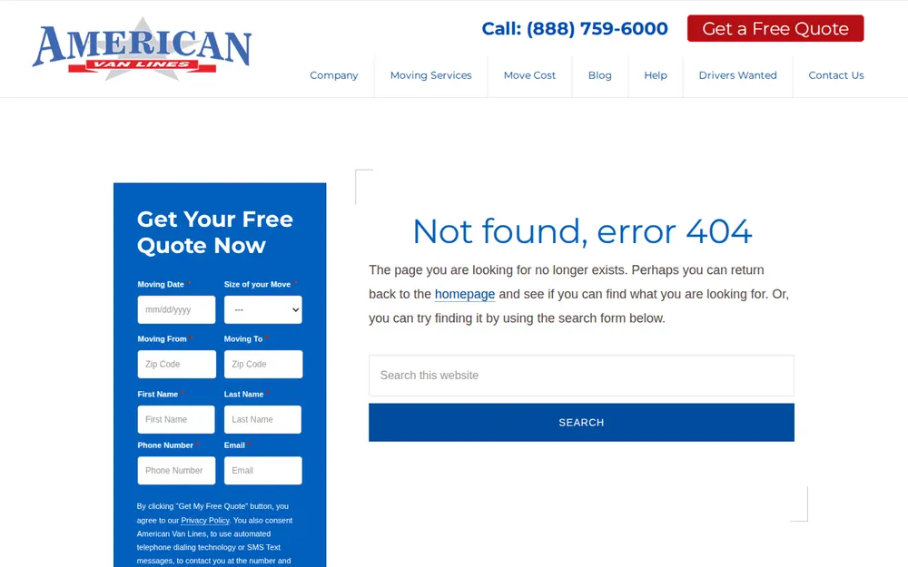 American Van Lines homepage