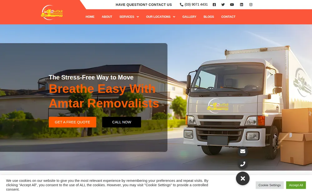 Amtar Removalist homepage