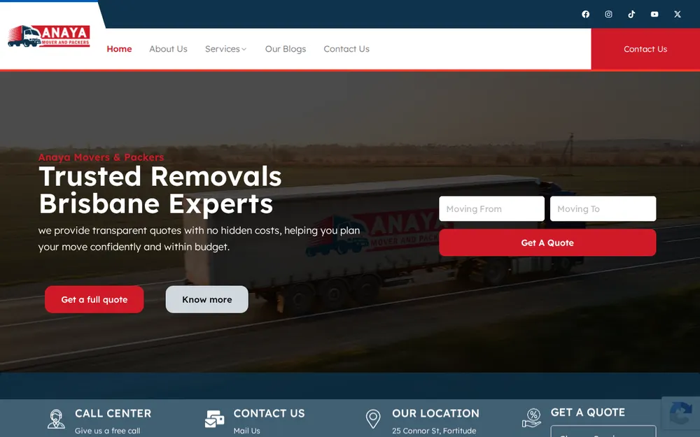 Anaya Movers Brisbane homepage