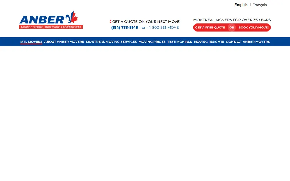 Anber Déménagement & Entreposage Inc homepage
