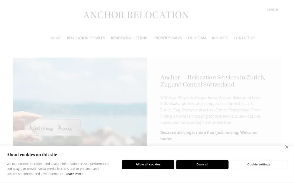 Anchor Relocation Services GmbH homepage