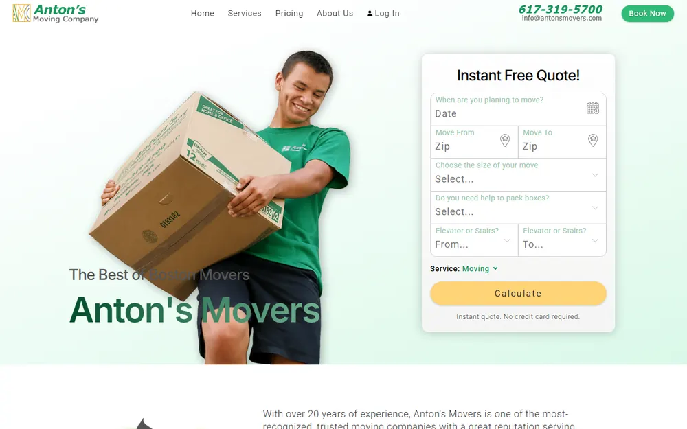 Anton's Movers homepage