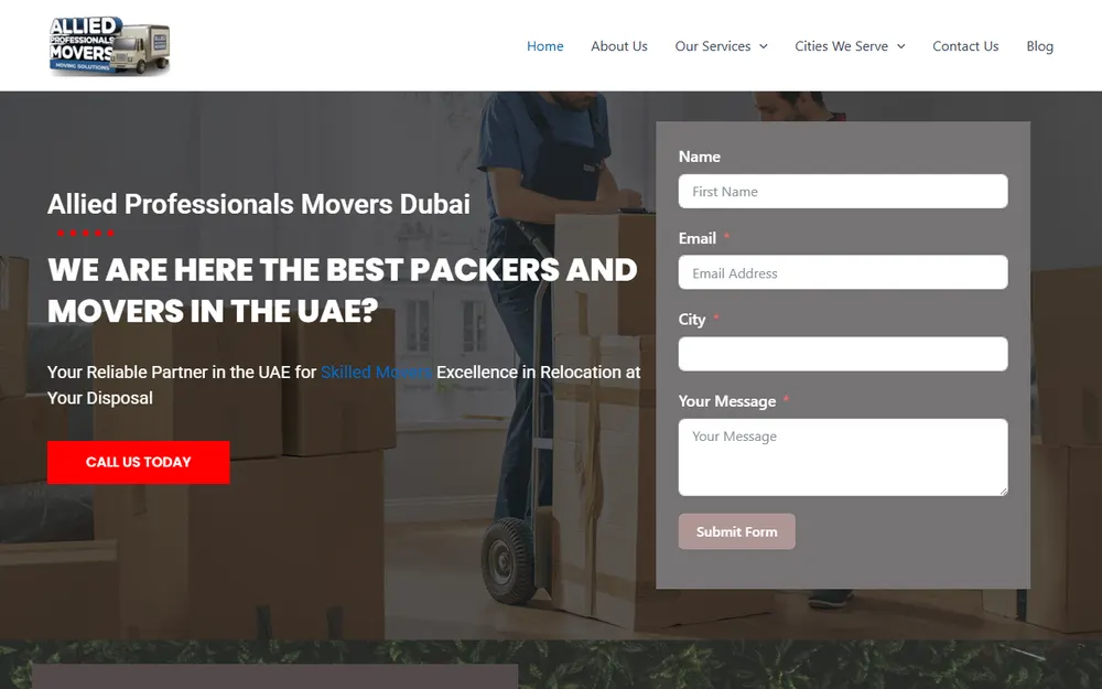 AP Movers and Packers Dubai homepage