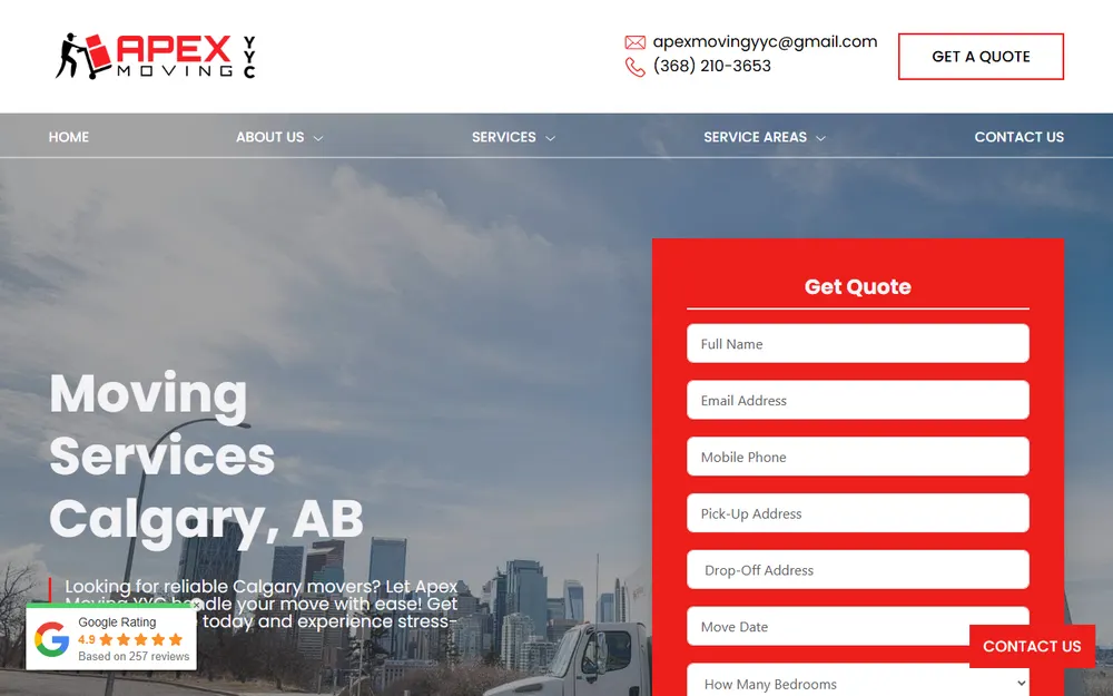 Apex Moving YYC homepage
