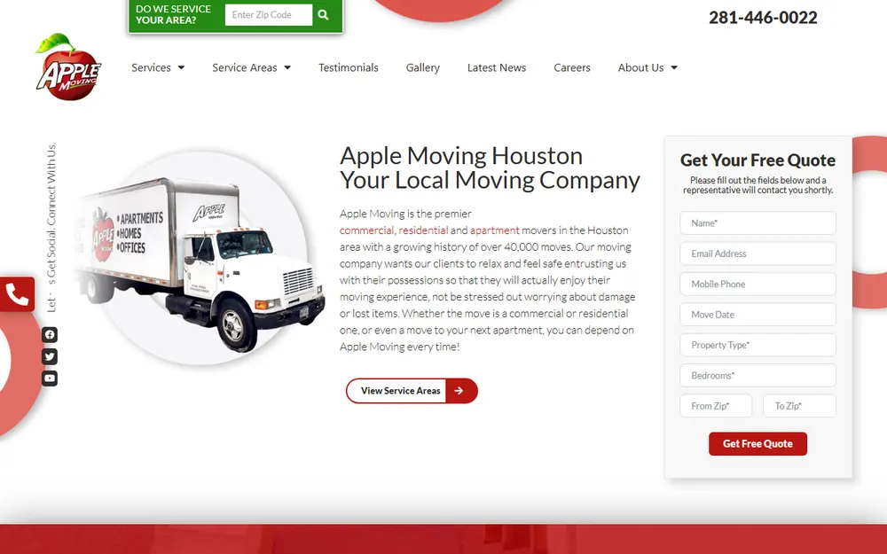 Apple Moving Houston homepage