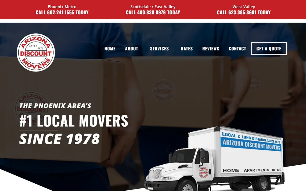 Arizona Discount Movers homepage