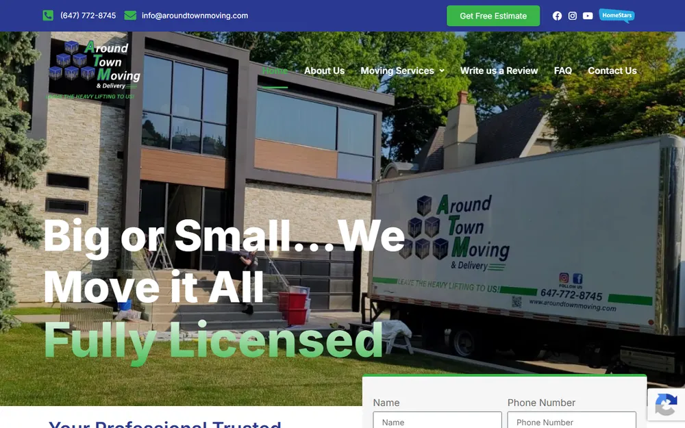 Around Town Moving & Delivery homepage