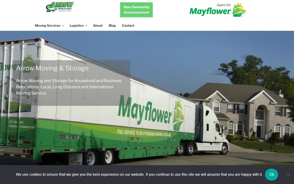 Arrow Moving & Storage homepage