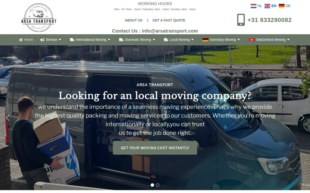 Arsa Transport homepage