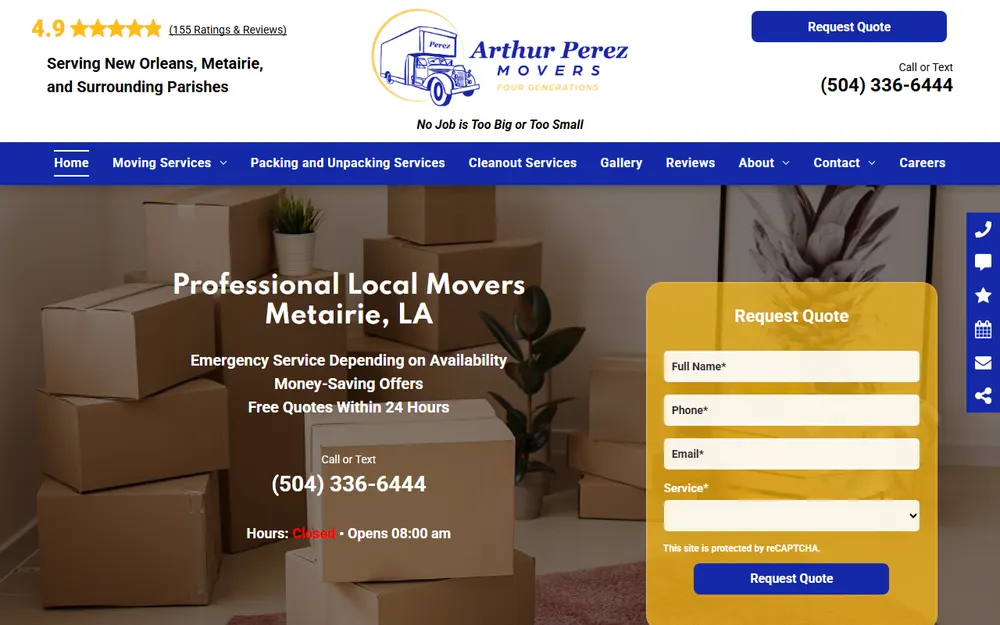 Arthur Perez Movers homepage