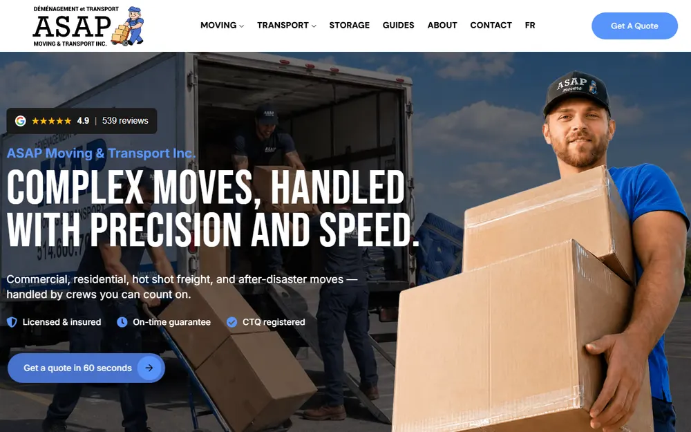 ASAP Moving & Transport Inc. homepage
