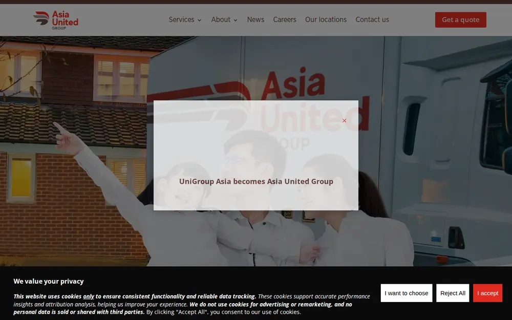 Asia United Group Worldwide Moving - Hong Kong homepage