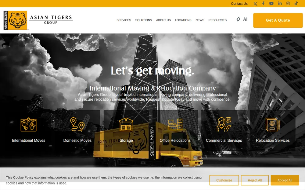 Asian Tigers (International Moving and Relocation) - Japan homepage