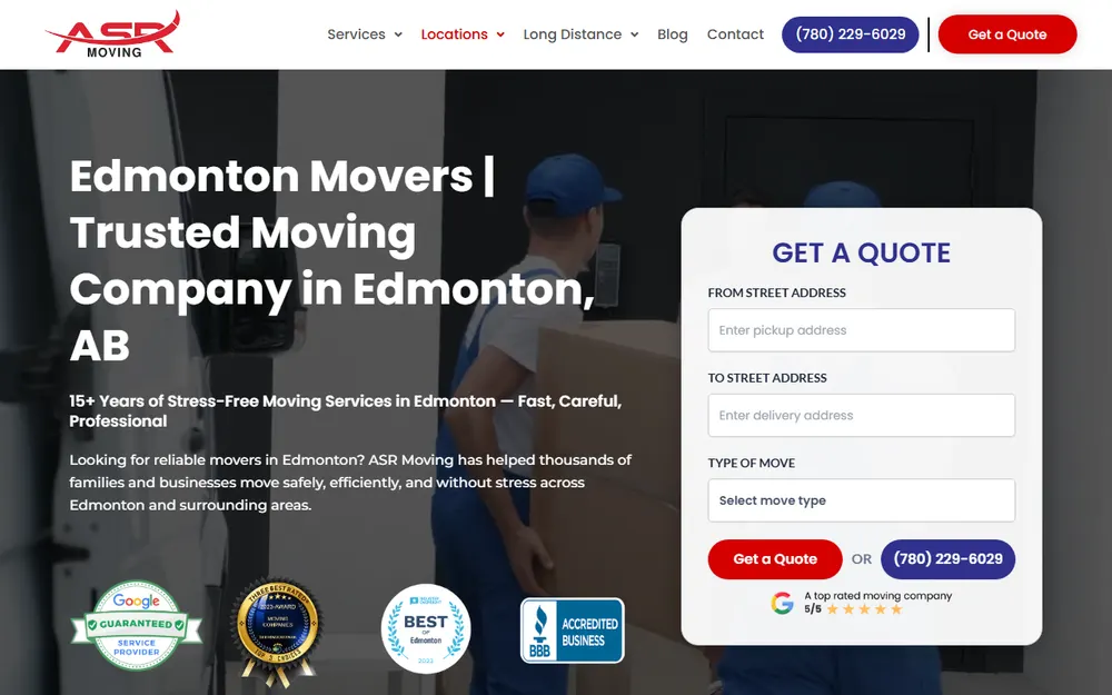 Asr Moving homepage