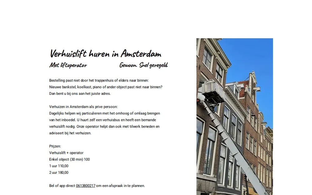 Atta Verhuisliften Verhuur Amsterdam homepage