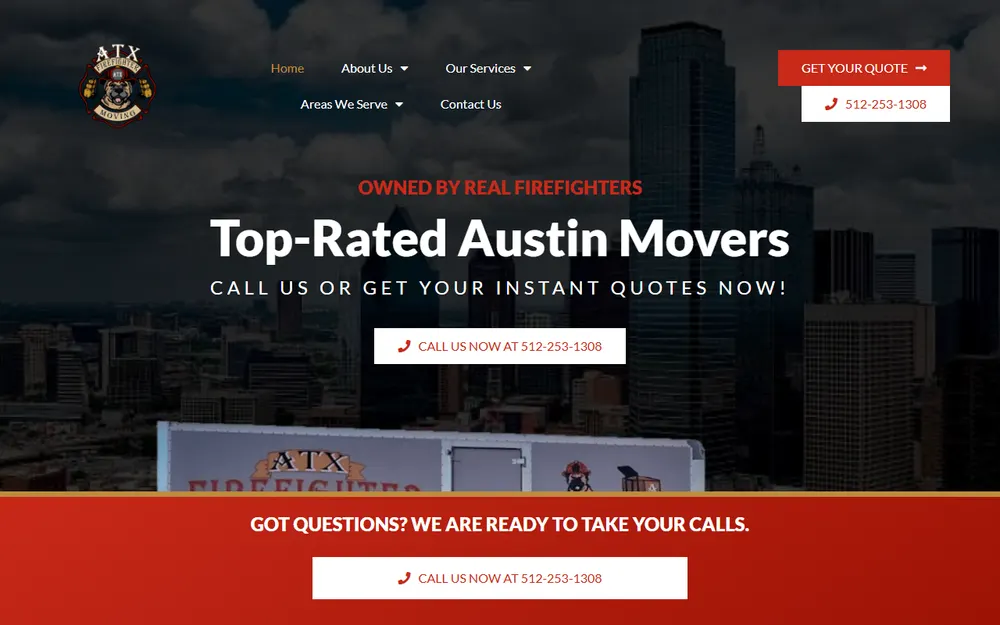 ATX Firefighter Moving homepage