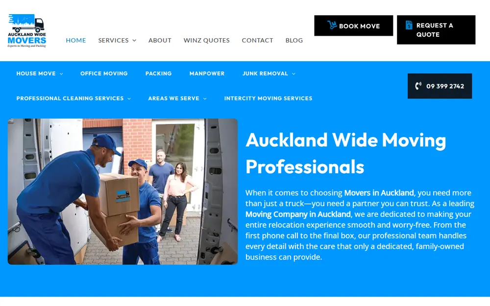 Auckland Wide Movers homepage