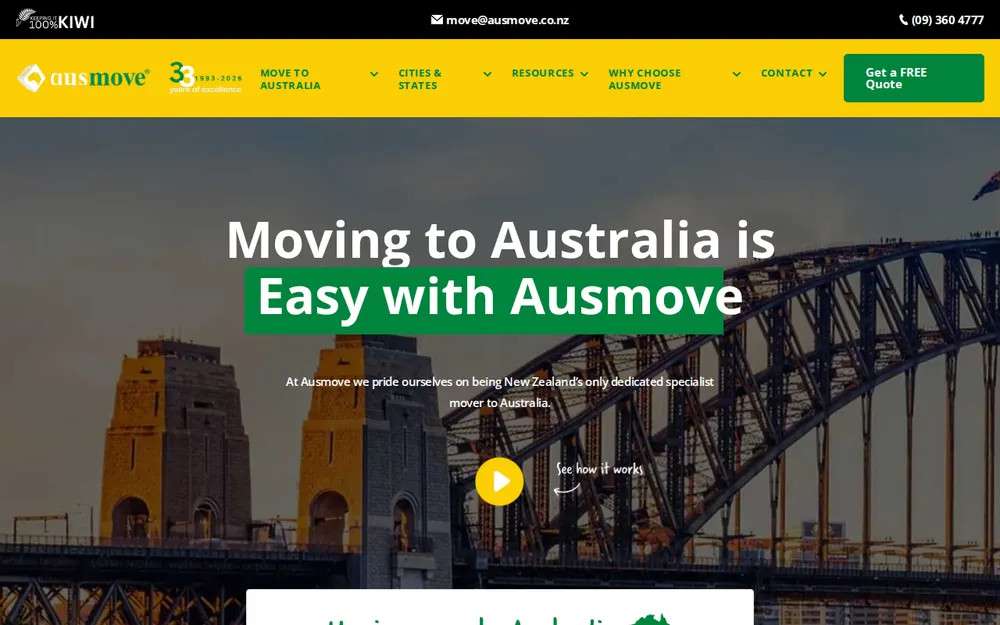 Ausmove New Zealand - Moving You To Australia homepage