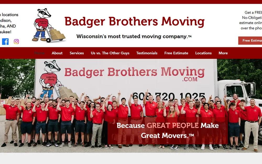 Badger Brothers Moving homepage