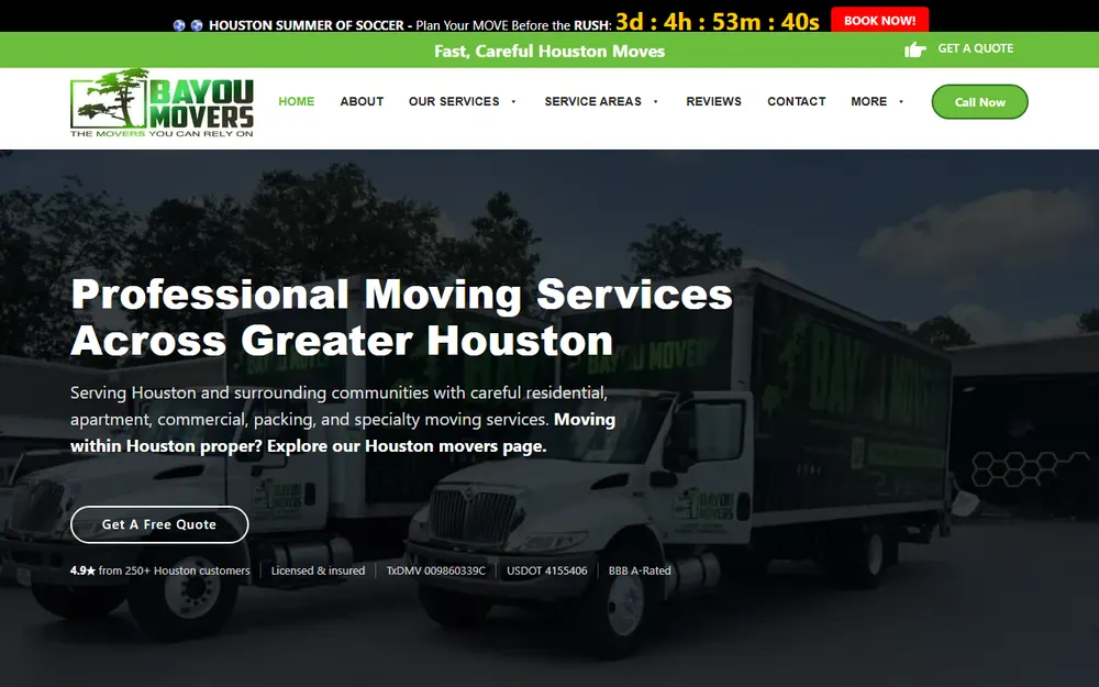 Bayou Movers homepage