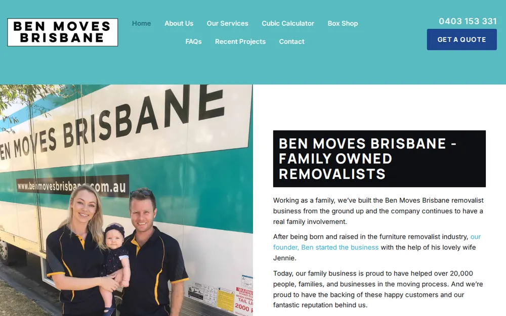 Ben Moves Brisbane homepage