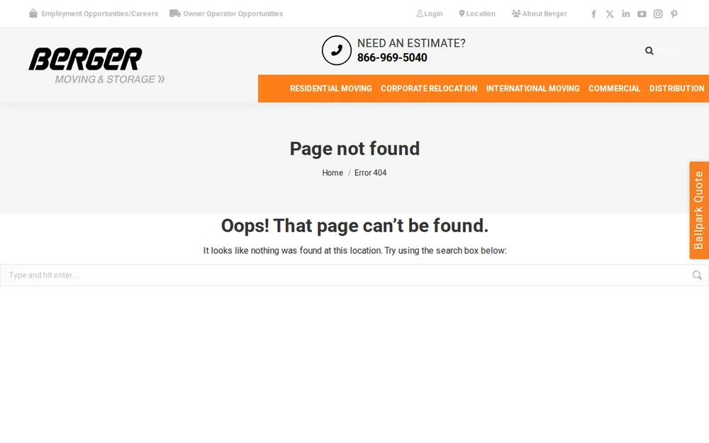 Berger Allied Moving & Storage homepage