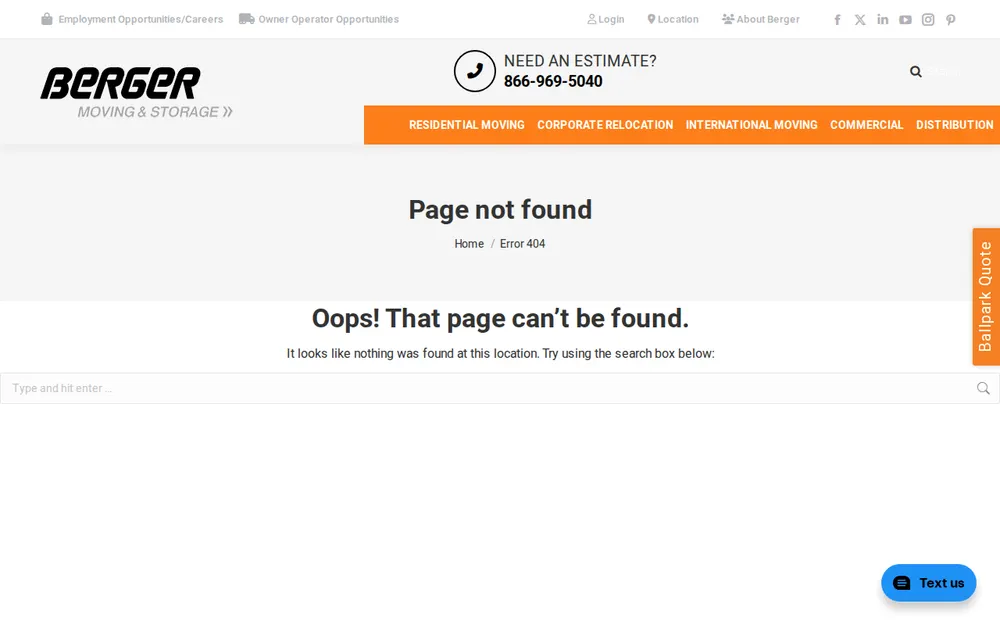 Berger Allied Moving & Storage homepage