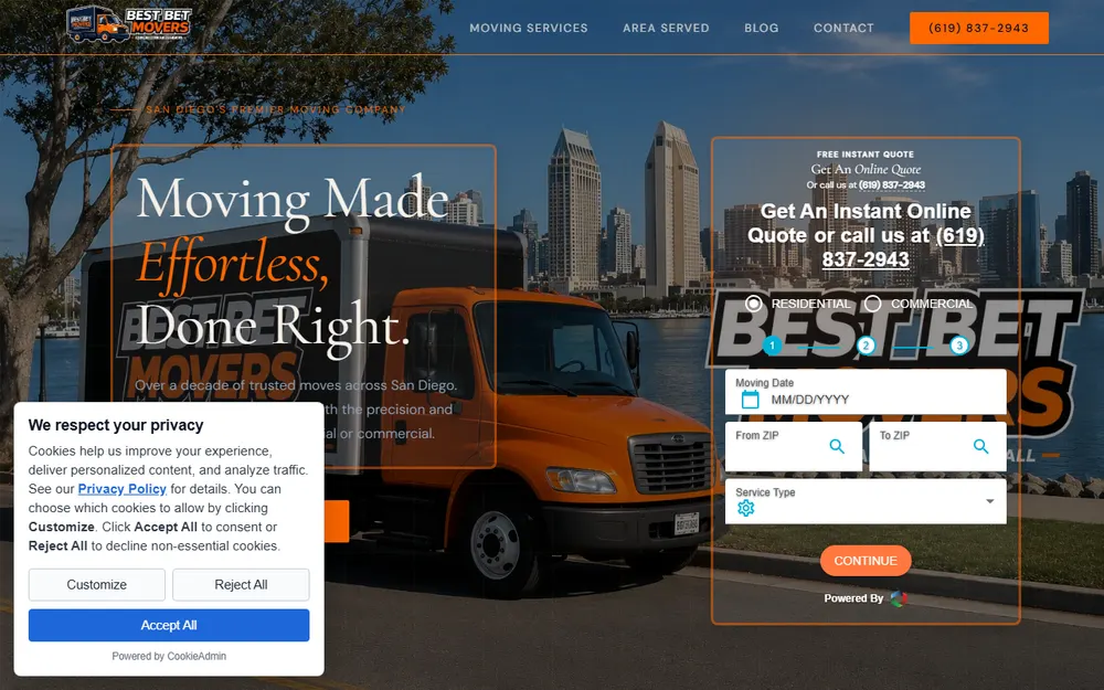 Best Bet Movers homepage