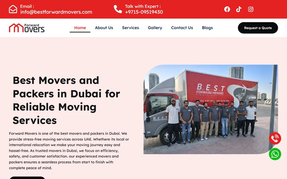 Best Movers and Packers Dubai homepage
