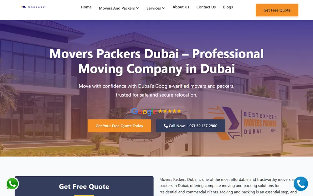 Best Movers and Packers in Dubai homepage