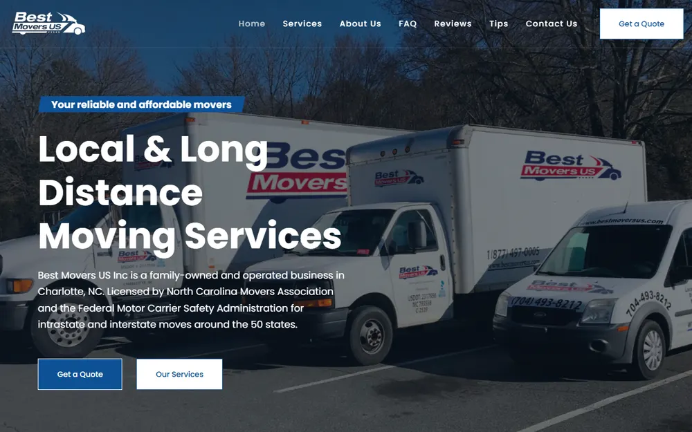Best Movers US homepage