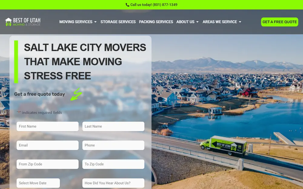 Best of Utah Moving Company homepage