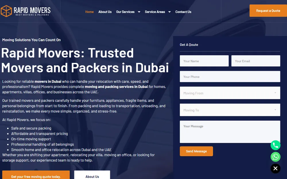 Best Rapid Movers UAE homepage