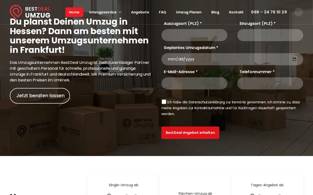 BestDeal Umzug Frankfurt am Main homepage