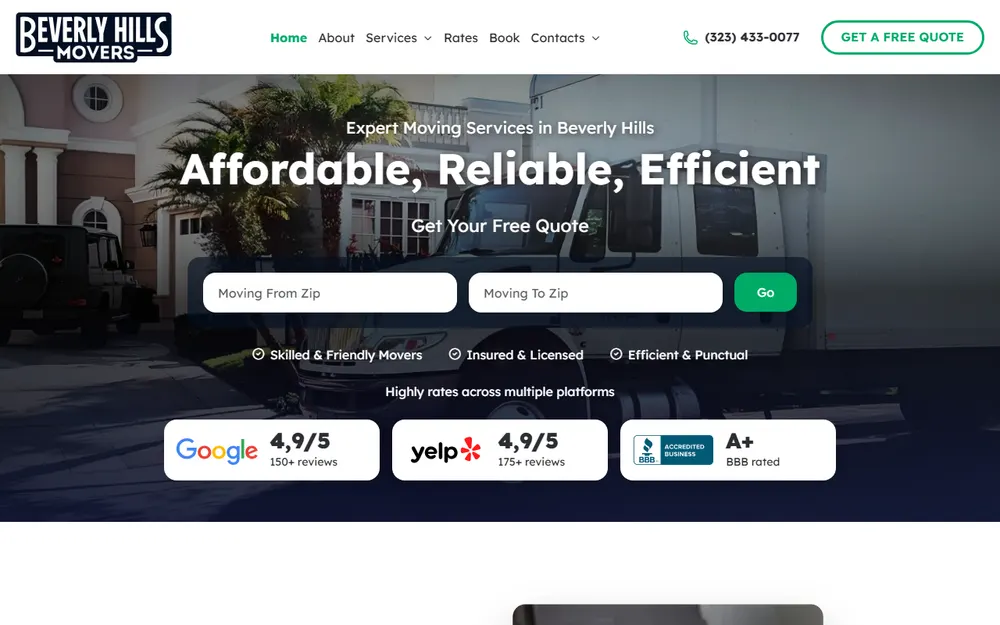 Beverly Hills Movers Company homepage